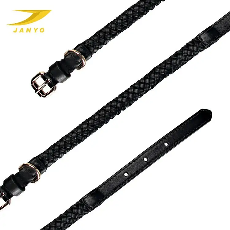 Genuine Leather Dog Collar OEM Wholesale Custom Luxury  Soft Braided Pet Collar Fashion High Quality Adjustable Dog Colar