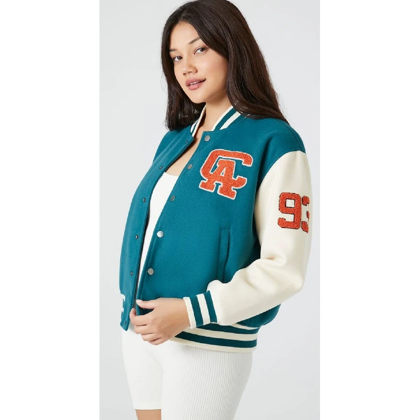 High Quality Women Baseball Varsity Jackets Personalised Fashion Varsity Jacket Winter Wool Body And Leather Sleeves Jackets