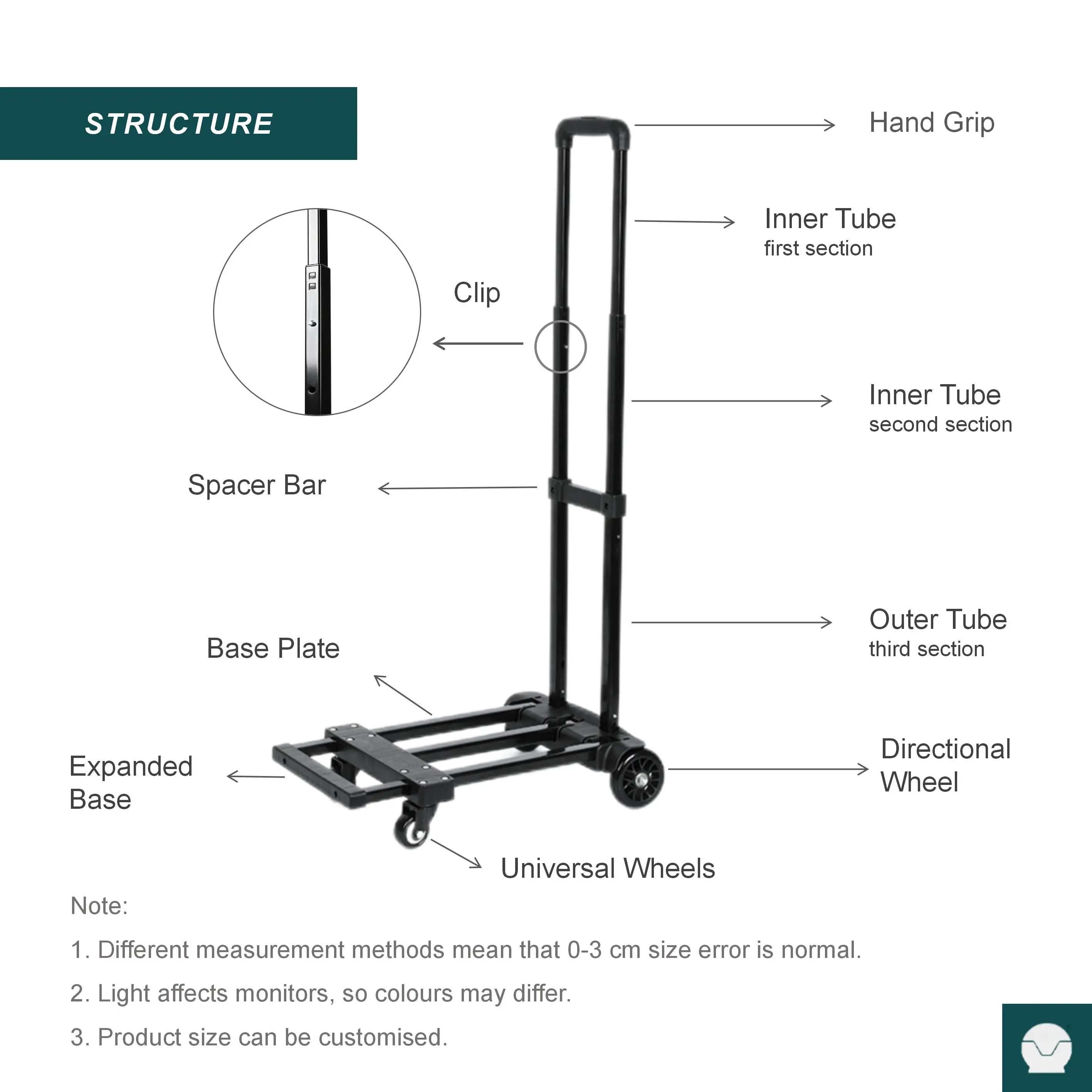 Tianyu Steel Folding  Home Use Hand Luggage Trolley Portability Folding Cart Outdoor