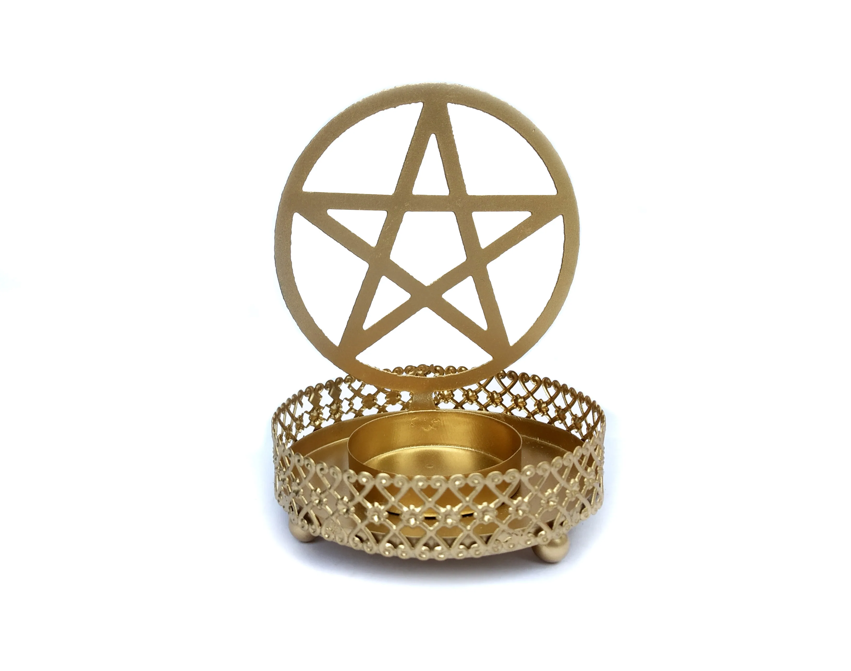 T-Light Metal 3D Projector Candle Holder Ying Yang Design Projection on Wall Small Aluminium Votive Holder Light Weight Candle