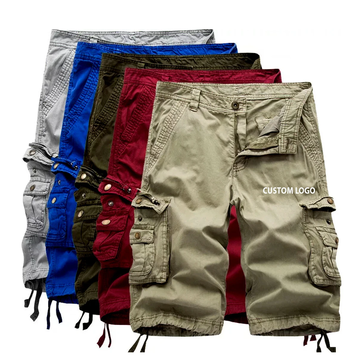 Make Own Newest Design Highest Quality Solid Color Men Wear Multi Cargo Pocket Shorts  By Elegant Sports