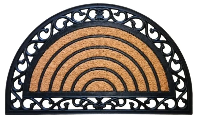 High Quality Handmade 100% Rubber Backed Coir Door Mat Heavy Duty Low Profile Durable Outdoor Entryway Brown Doormat Semi Circle