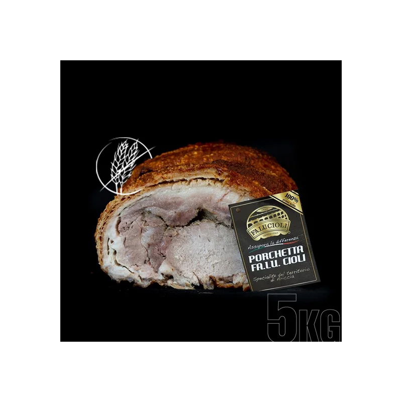 TOP Quality Porchetta di Ariccia PGI Roasted Pork spiced with all Natural Flavours Gluten-Free 5 kg