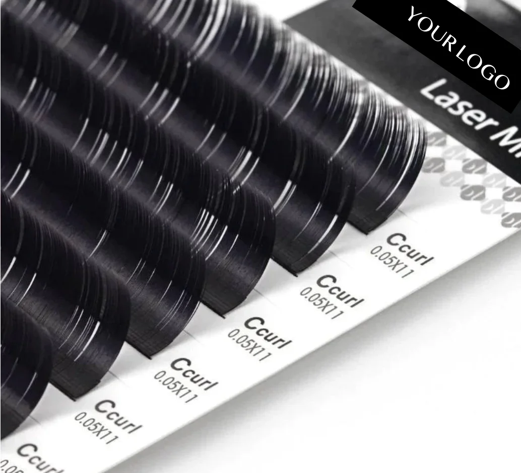 [Korean Eyelash]  Korean PBT Hand Made False Laser Mink Eyelashes 0.10mm 12 Rows for Eyelash Extension Wholesale