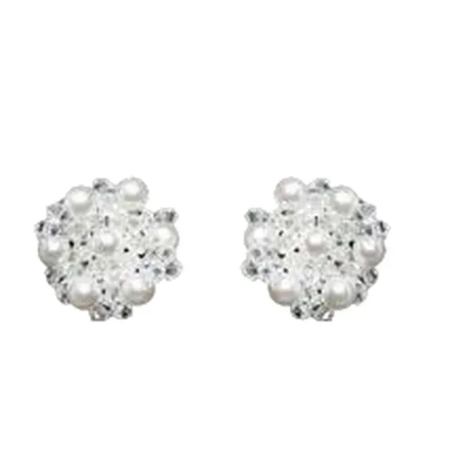 Italian High Quality Handmade Mini Kim Line Fashion Cuff Earrings with Crystal Pearls