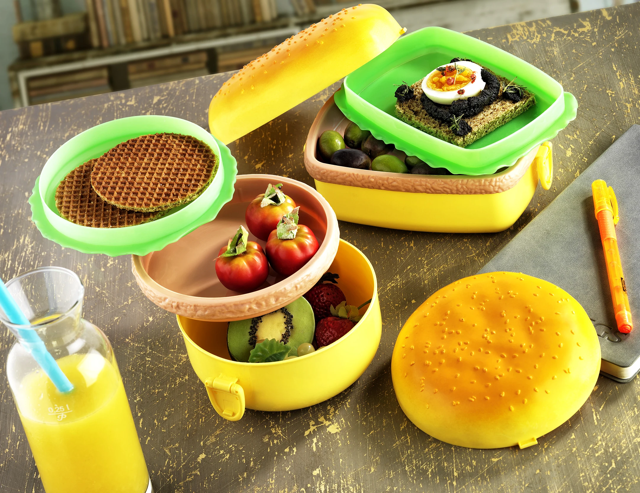 AFOSSA Rectangular Hamburger Shaped Lunch Box for School and Picnic BPA-Free Food Storage Container FAST DELIVERY FROM TURKEY