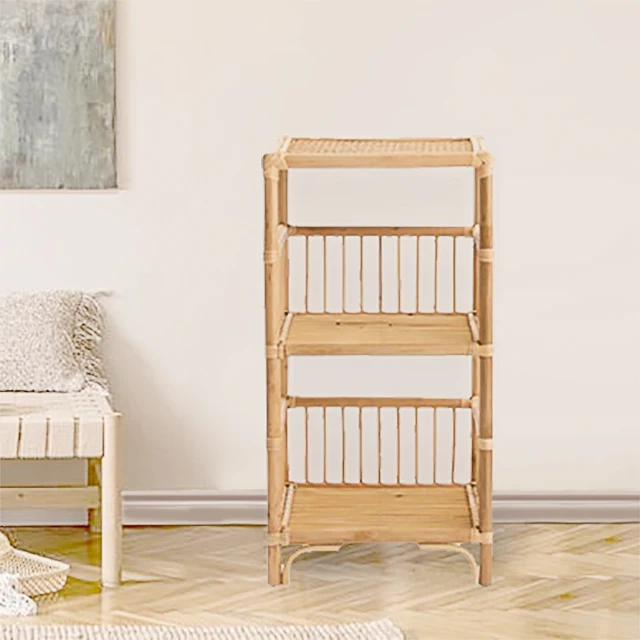 Handicraft Rattan Shelf Storage Holders 3 Tiers Rack Living Room Home Furniture Home Decoration