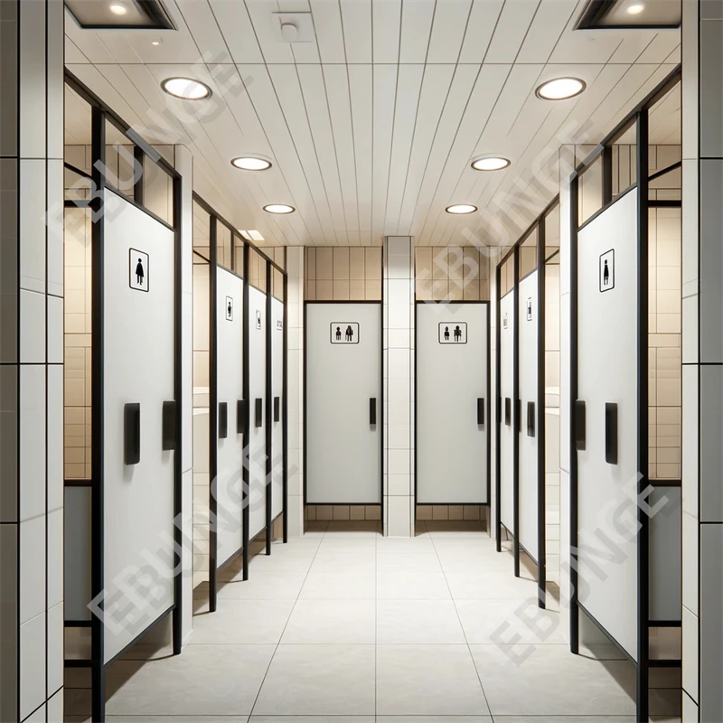Wood Grain Design Washroom Cubicle Restaurant Bathroom Stalls Modern Aluminum Honeycomb Board Toilet Cubicle Partition