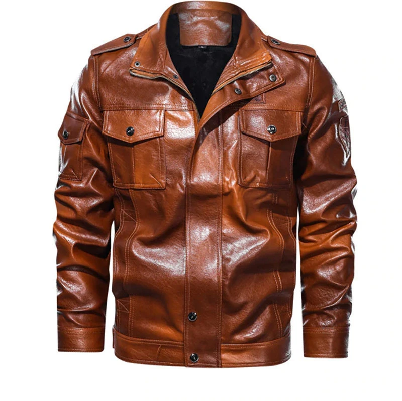 Real Leather Sheepskin Zipper Men Biker Jacket With Quilted Viscose Lining and Inside Outside Pockets By Mono Riders