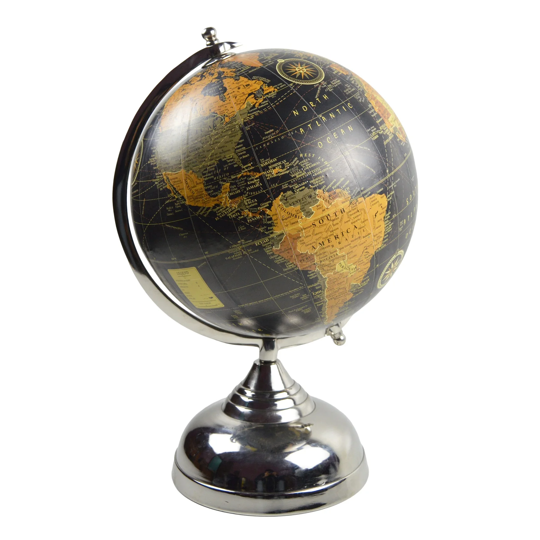 Trending Silver And Black Painted World Map Globe With Stand Tableware Globe For Office Lab And School Designs Geography