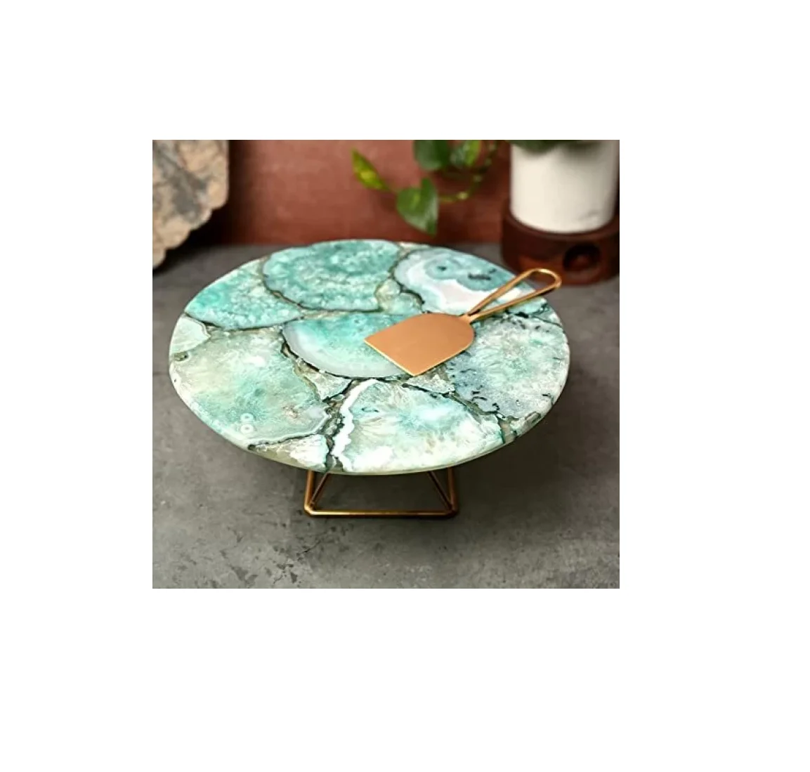 Cake Stand Wedding use resin Cake Pedestal Cupcake Server Hand Made pedestal cake stand With exaggerated gold edge