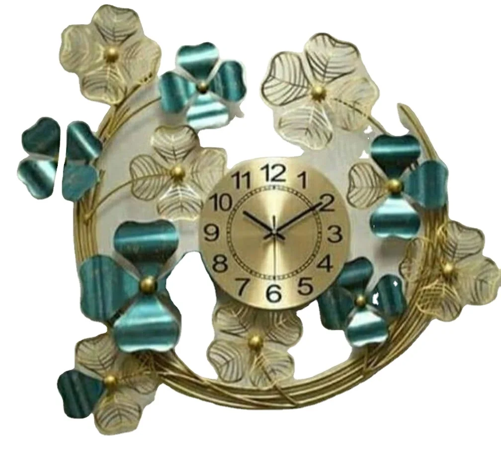 Custom Size Metal Wall Clock with Gold Finishing Latest Design Quartz Motivity for Wall Art Decor in Hotels Restaurants Weddings