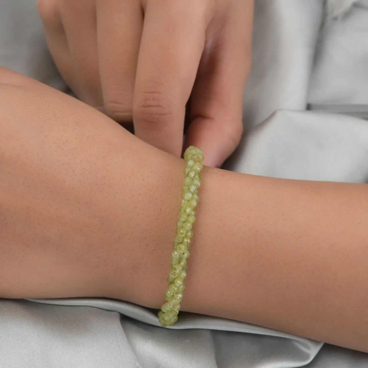 Ankur Treasure Chest Peridot Twisted Beaded Bracelet in Sterling Silver Gemstone Bead Bulk Quantity Wholesale Beads for Sale