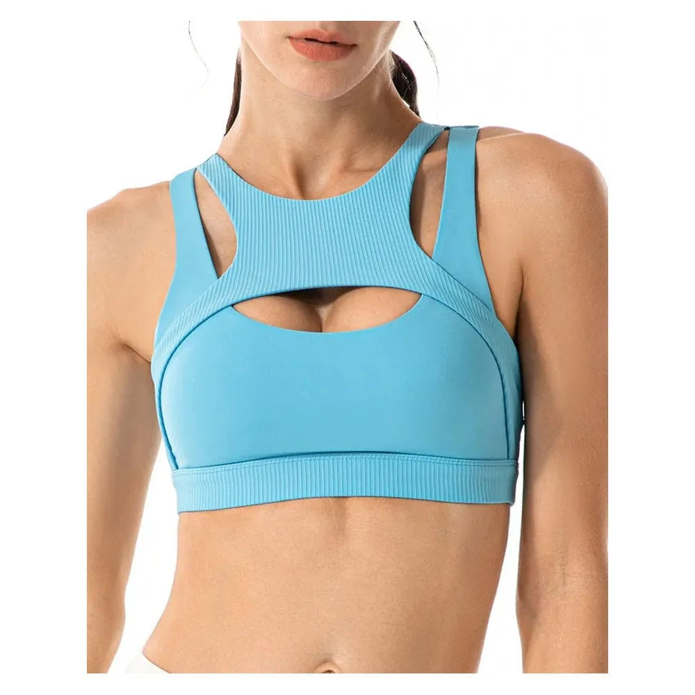 Wholesale Fitness Elastic Yoga Workout Bra Wear Ladies Top Up Sports Bra Hollow Up High Impact Bra For Women