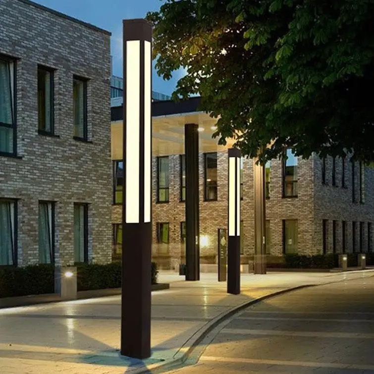 Waterproof Bollard Post Pathway Led Lawn Light  Courtyard Aluninum square Shape Landscape Light