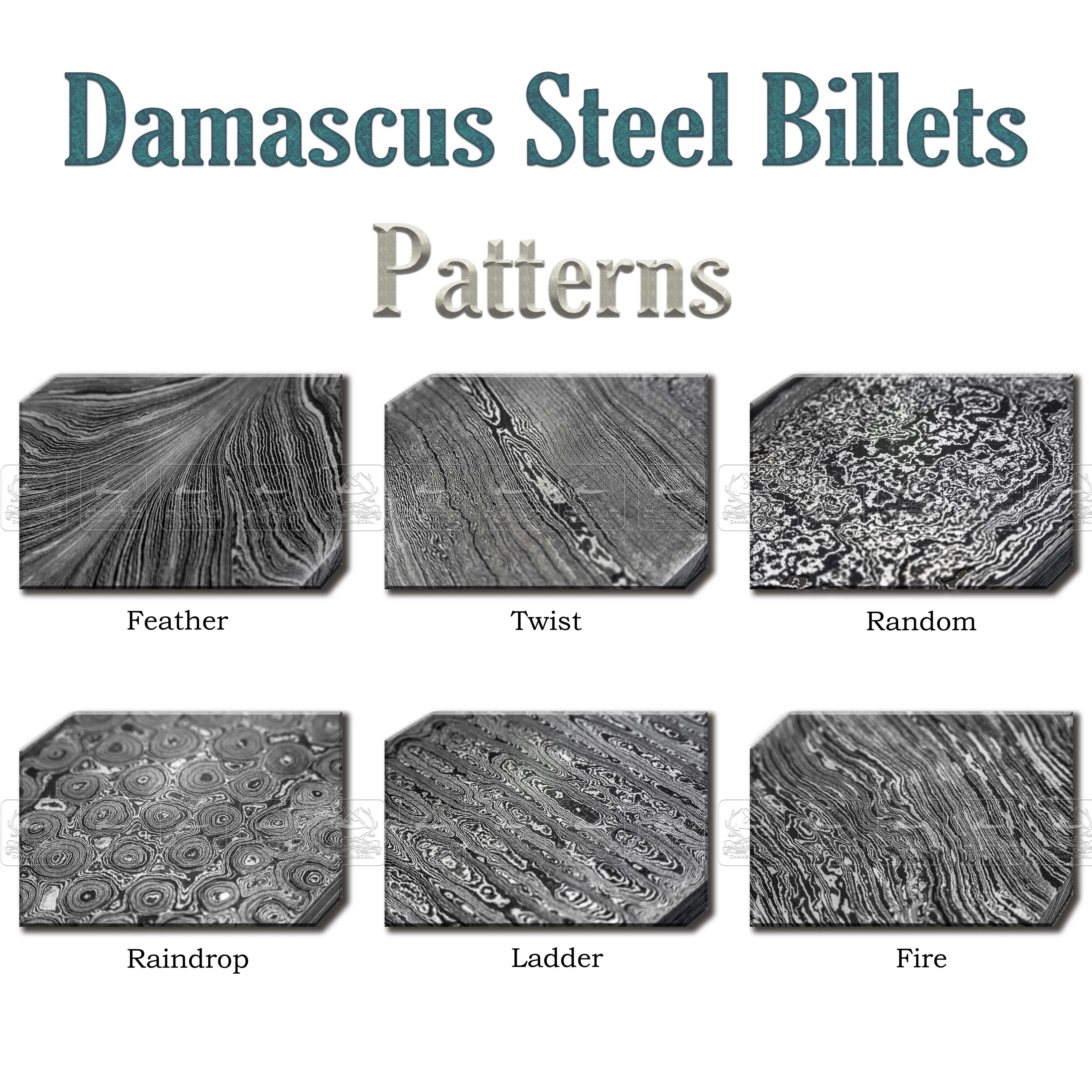 Damascus Steel Billet Twist Feather Raindrop Random Ladder Fire DD-Damascus-Steel-905 for Knife Making Damascus Billets flat bar