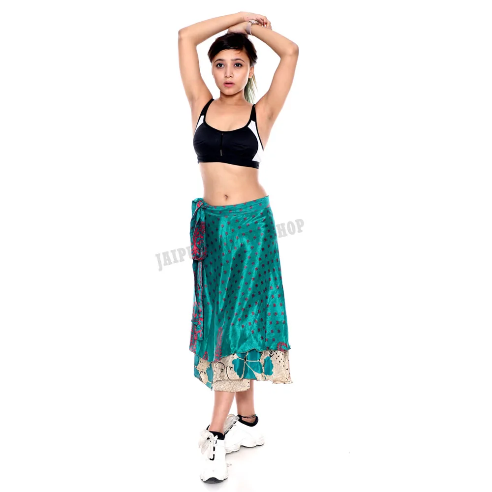 Indian Gypsy Magic Reversible Wrap Silk Skirt Plus Size Casual Maternity for Adults for Summer