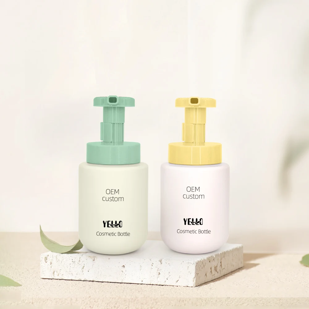 Eco Friendly Empty Recycled Plastic 300Ml Frosted Pink Soap Foam Pump Bottle With Label Stickers