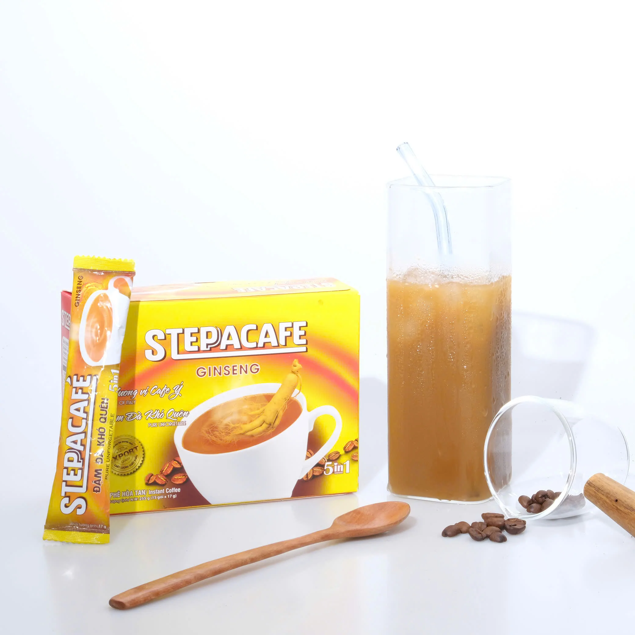 Лидер продаж растворимый кофе срок годности 24 месяца STEPPACAFE производитель OEM 5 в 1 женьшень из Вьетнама