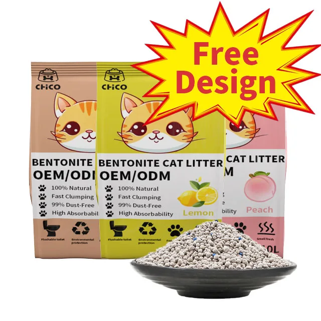 Manufacturer Premium Natural Flushable Biodegradable Crushed Cat Litter Bulk Cat Litter Oem Bentonite Cat Litter Sand