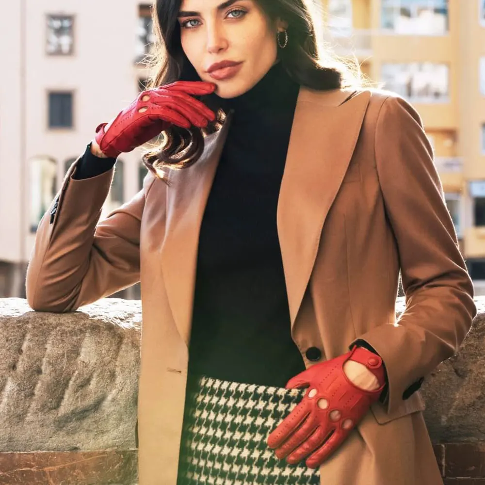 Fashion Women Gloves Goatskin Leather Driving Gloves Full Finger Non Slip Mitten Female Real Leather Gloves