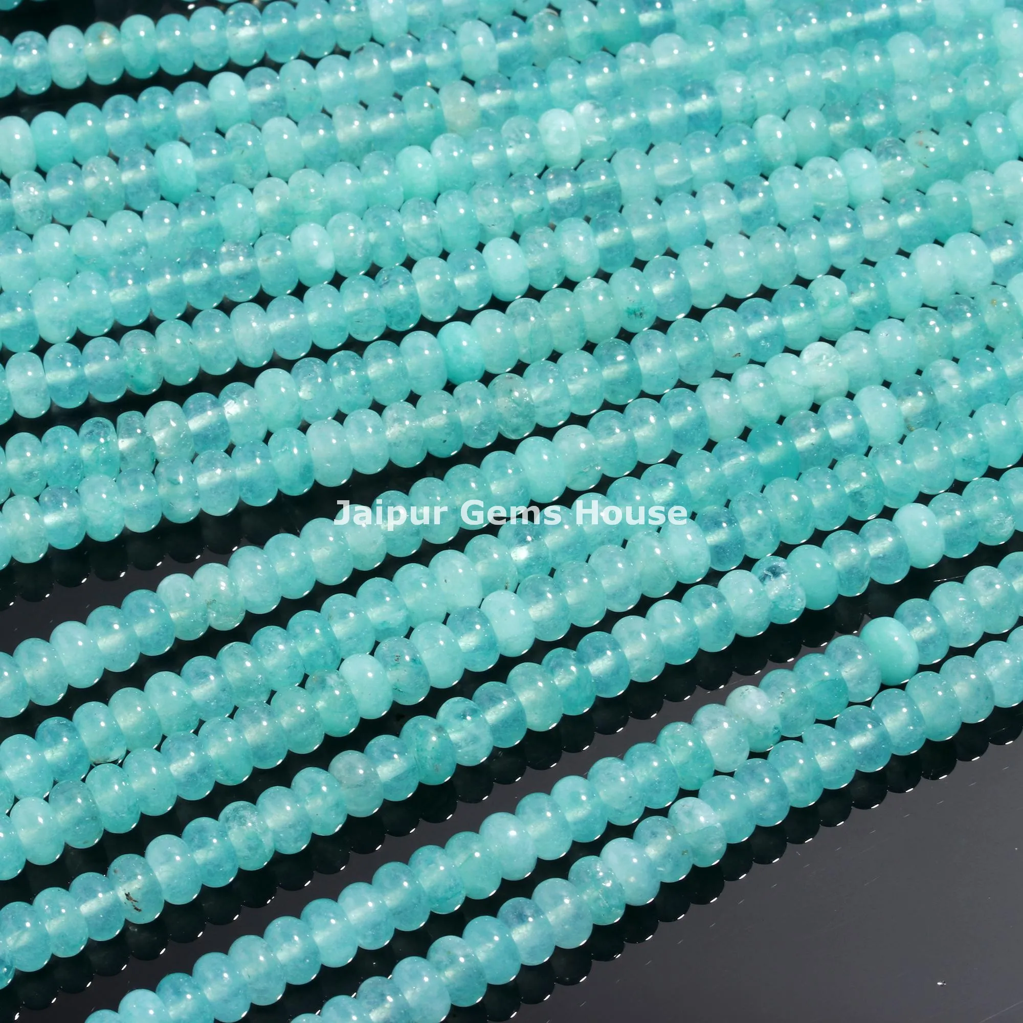 Natural Aqua Chalcedony Smooth Rondelle Shape 8mm Beads  Aqua Chalcedony Gemstone Beads Blue Gemstone Beads for Necklace Jewelry
