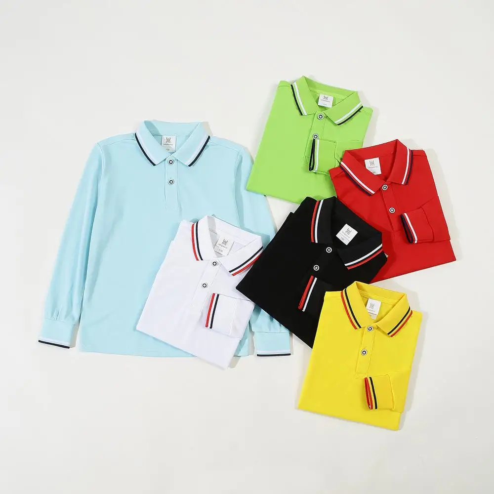 Wholesale Kids Toddler Boys Girls Long Sleeve Cotton Polo Shirt School Uniform