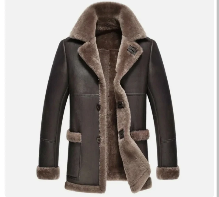 Lightweight Shearling Leather Coat Button Down Style For Men Cheap Price New Stylish Sheepskin Coat By Al Zaib Impex