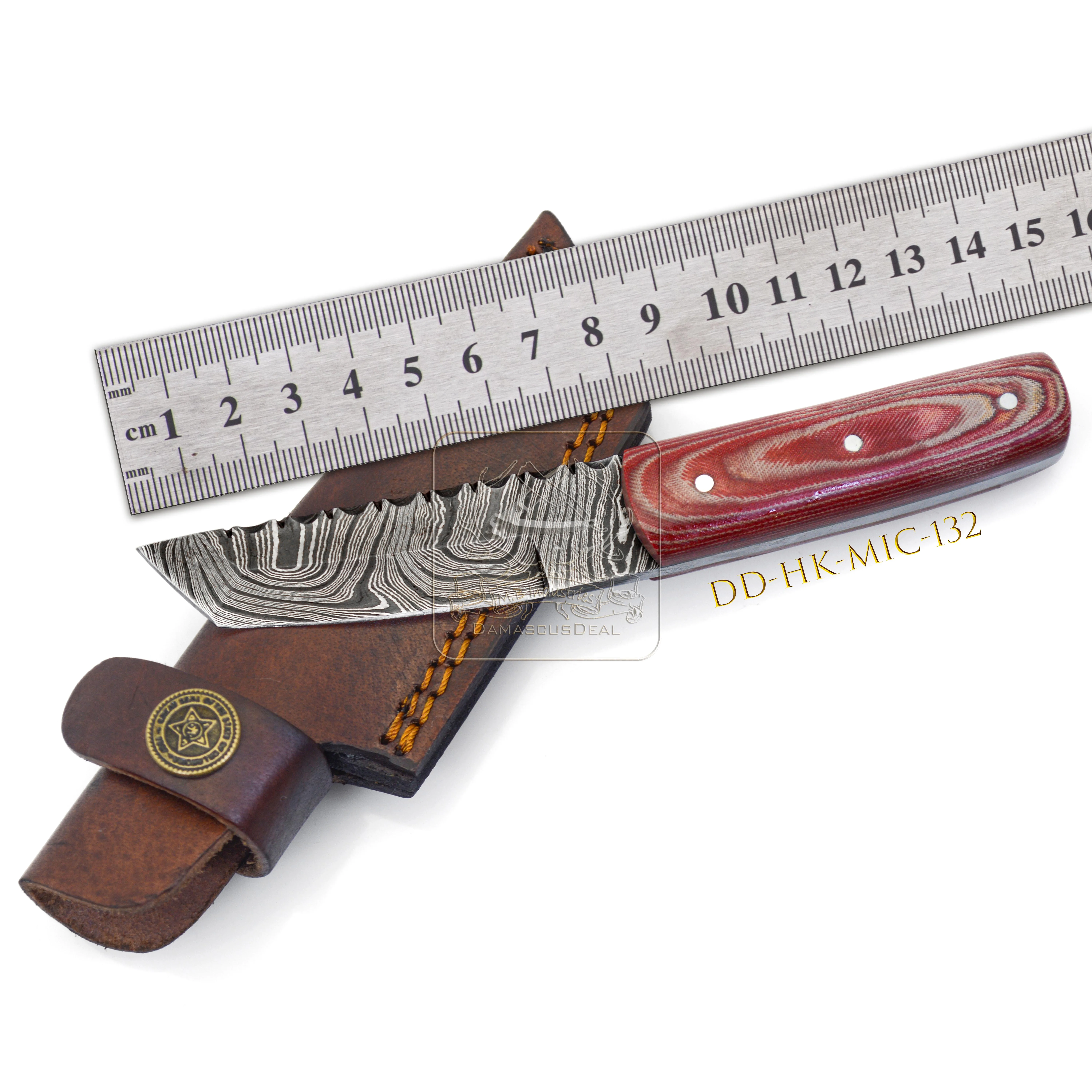 Hot Selling DD-HK-MIC-132 Outdoor Bushcraft Camping Survival Knife 192 Layer Damascus Steel Sword Micarta Handle Stainless