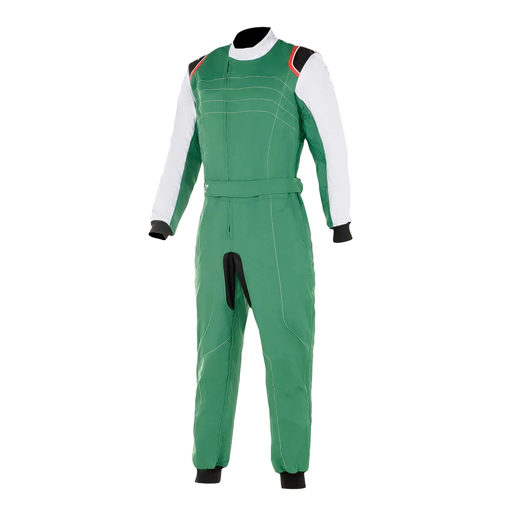 Best Quality Green White Formula Car Racing Suit For Sale Latest Custom Logo Design Go Kart Racing Suits
