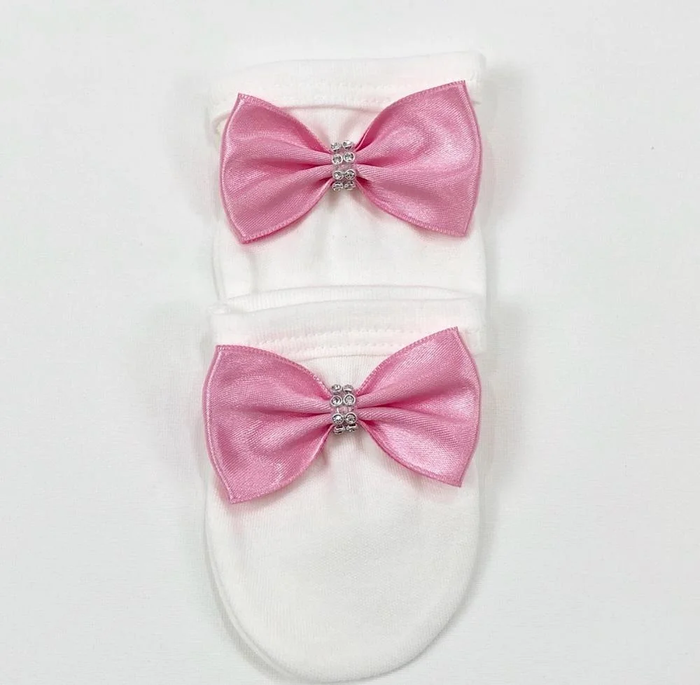 4 Pieces Cotton Fabric Knitted Wholesale Custom New Design Newborn Clothes Kids Pink Crown Jewel  Baby Girl Romper Set