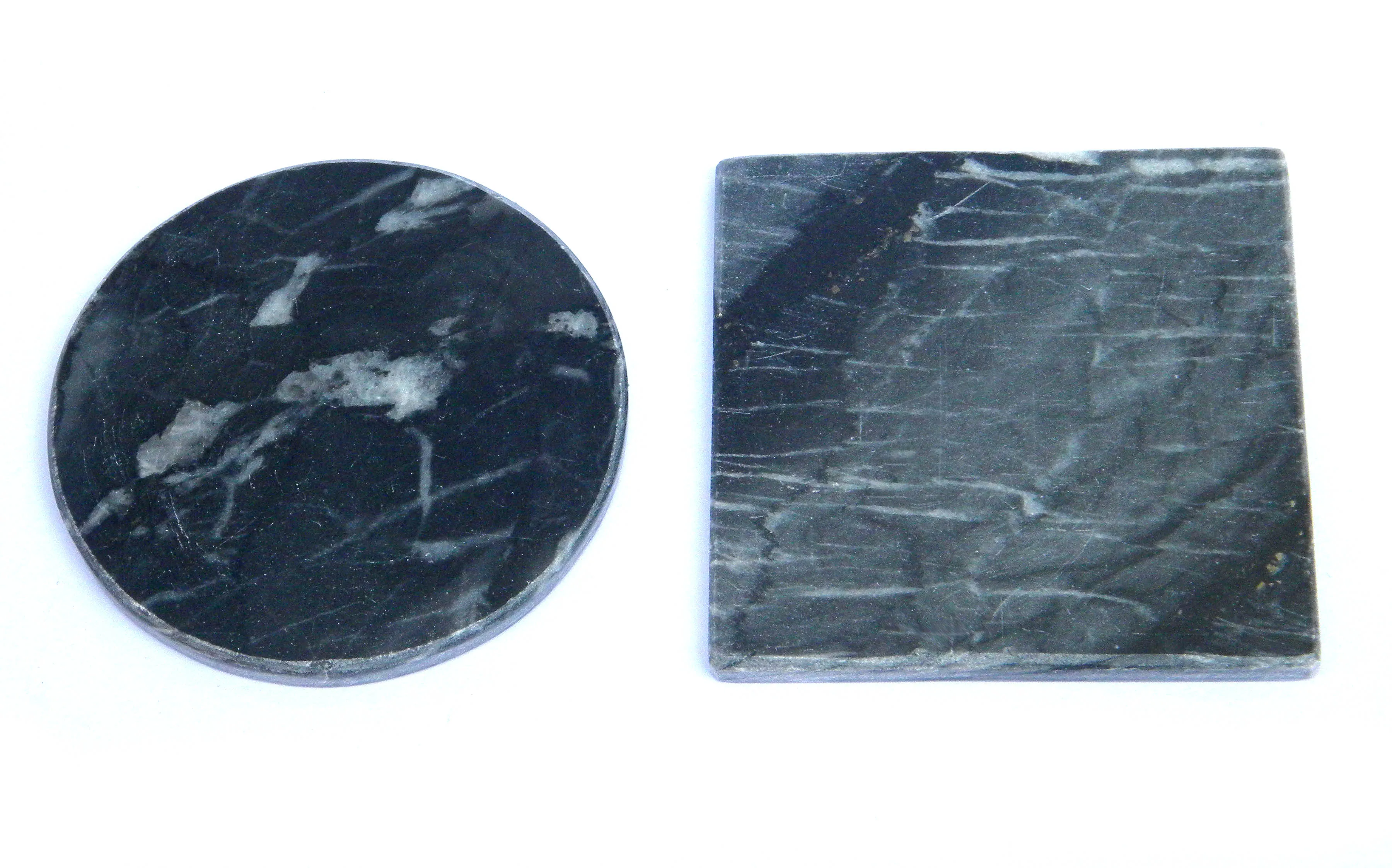 Natural Stone Slate Coaster with rough shaded edges chipped edges Coaster Set Black Color Round Shaped Premium Stone Rough