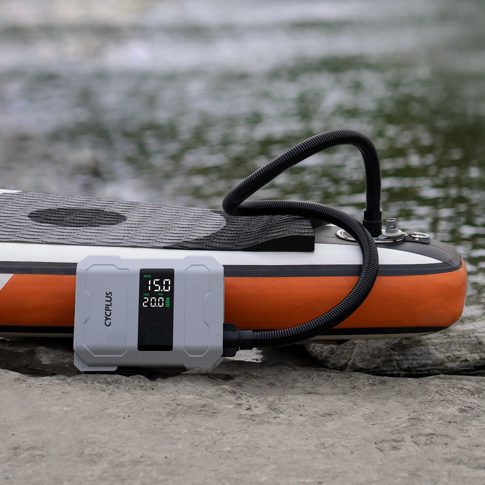 20PSI High Pressure SUP Air Pump Fast Air Inflation & Deflation Digital Electric Paddle Board Pump with 7 Gas Nozzles