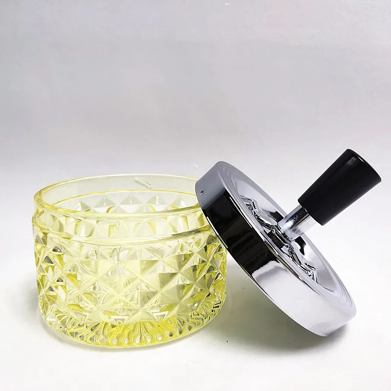 GOURMAID Glass Spinning Ashtray Push Down Spin Ashtray