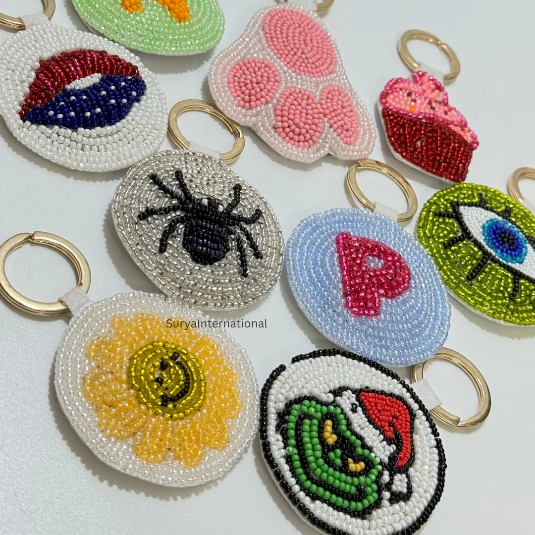 Stand Out on Game Day With Custom Frog Spider Paw Evil Eye and Heart Shaped Keychains: Vibrant Colors Beaded Designs