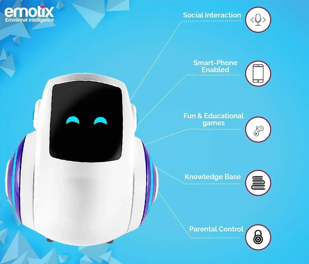 Emotix Miko: Развивающая игрушка болтливый Маленький гений с играми и родительская приборная панель-робот-компаньон (многоцветный)