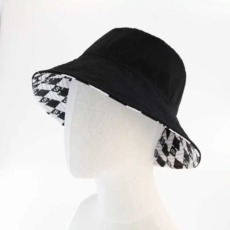 Wholesale customized logo double face reversible bucket cap hat outdoor fisher caps