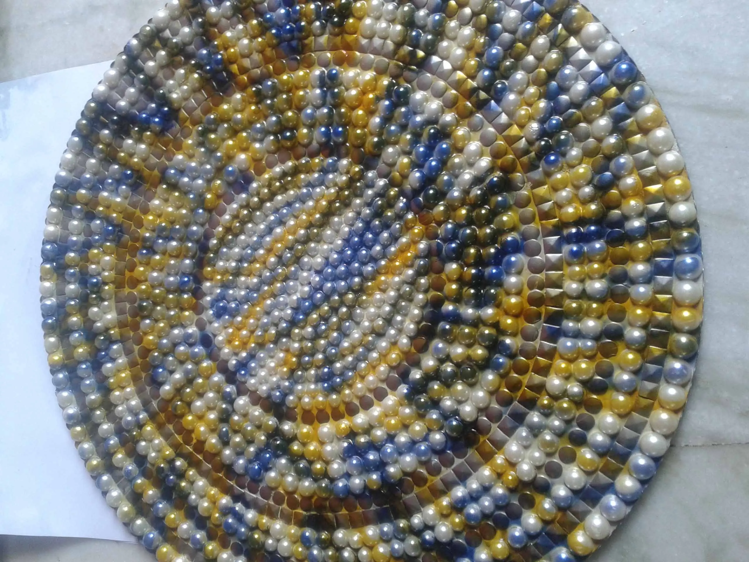 Glass Mosaic Round Side Table End Table with Floral Pattern Coffee Table Modern Home Decor Family Gift At Best Prices