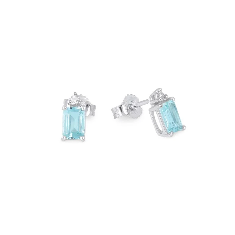 Высококачественные сережки-гвоздики из белого золота 18kt с геометрическим узором бриллиантами для женских свадебных или подарочных украшений