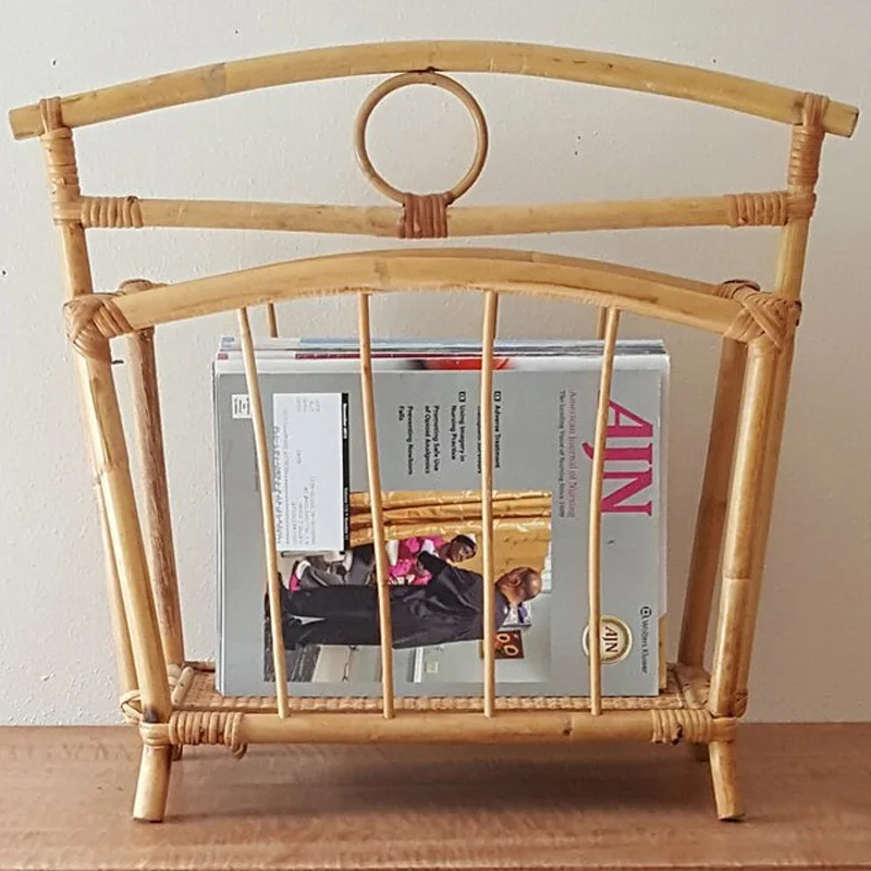 100% Eco Friendly Rattan Wicker magazine rack, High Quality Rattan Book Storage Organizer Cheap Wholesale