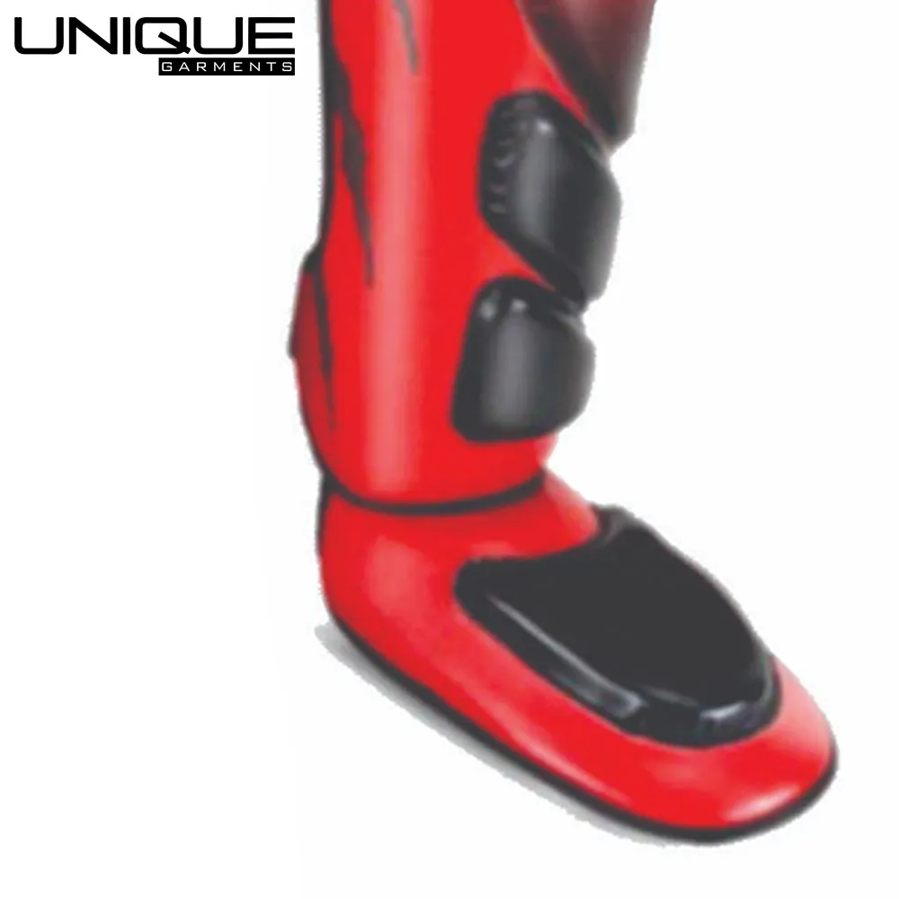 Red And Black Color Wholesale Rate Customized Logo Print Premium Quality Shin Guard By UNIQUE GARMENTS INDUSTRIES