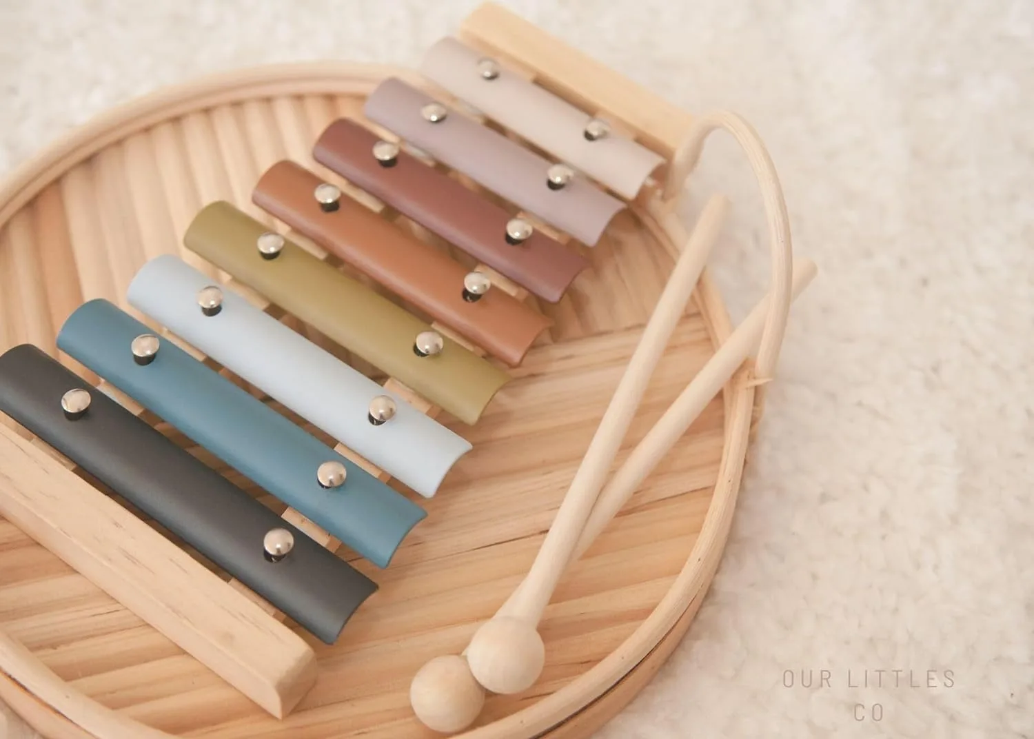 Customized Good Quality Rainbow Wooden Xylophone Montessori Musical Instrument Toy for Baby