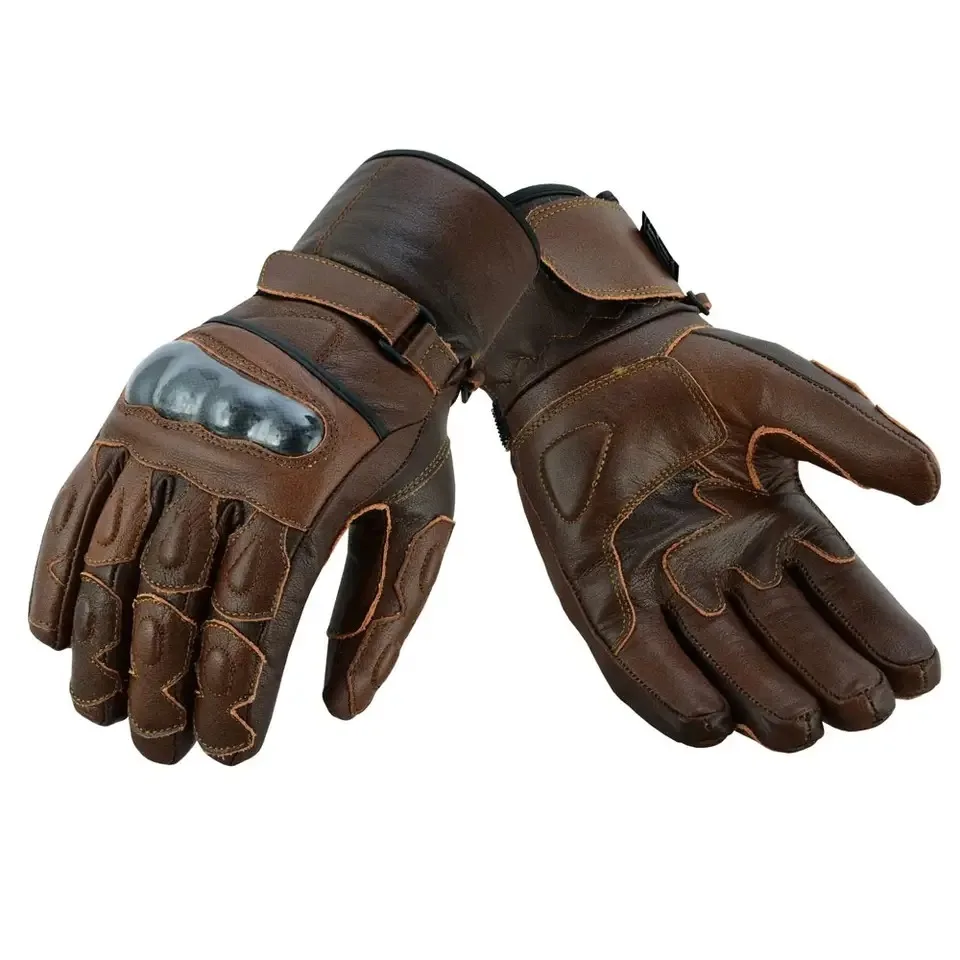 Motorcycle Bike Gloves Men Motorbike Motorcyclist Gloves Summer Breathable Motocross Leather Gloves Vintage Knuckles Protect