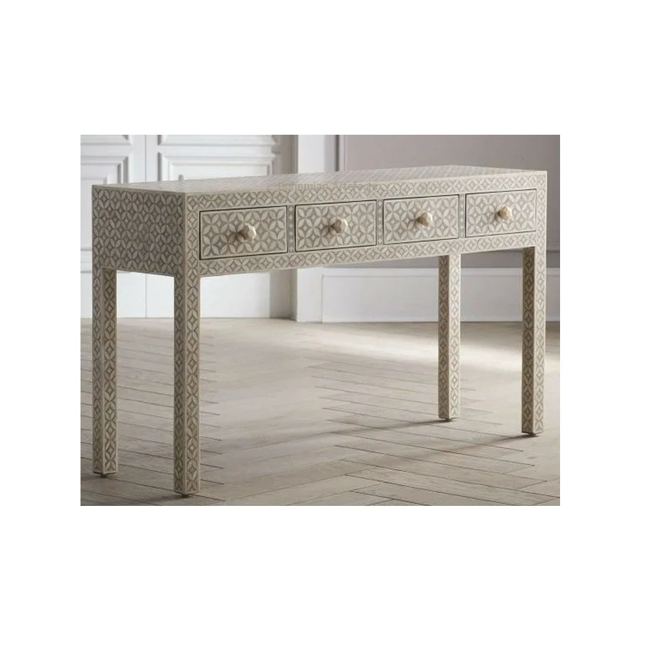 Standard quality wooden console table with bone inlay work for living room mop console table for home exporter from India