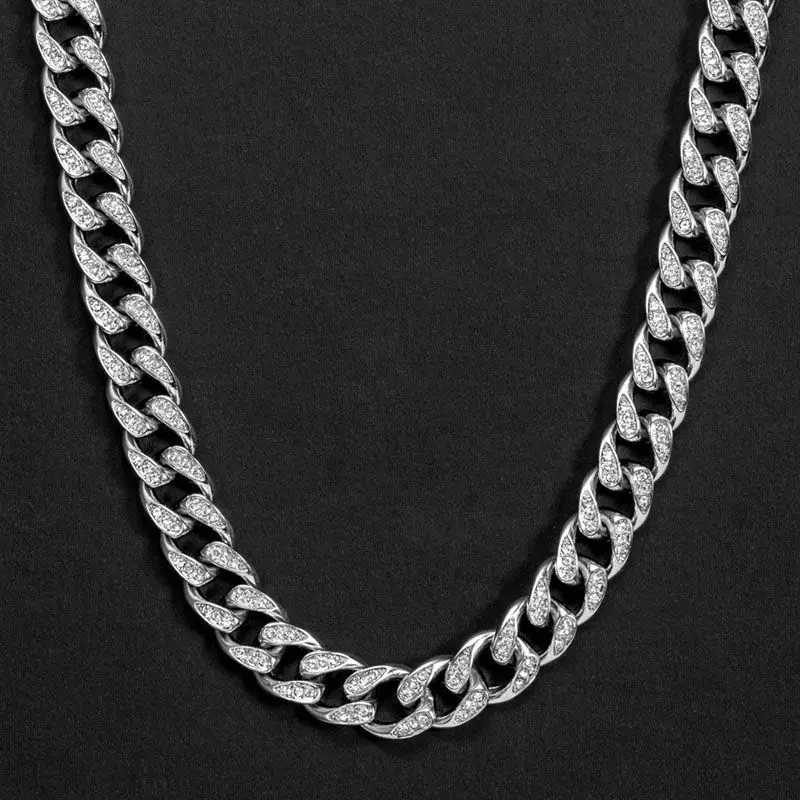 Luxury Jewelry Sale 14K Solid White Gold Lab Grown Diamond Round Brilliant Cut Top Quality Fashion Hip Hop Cuban Men Link Chain