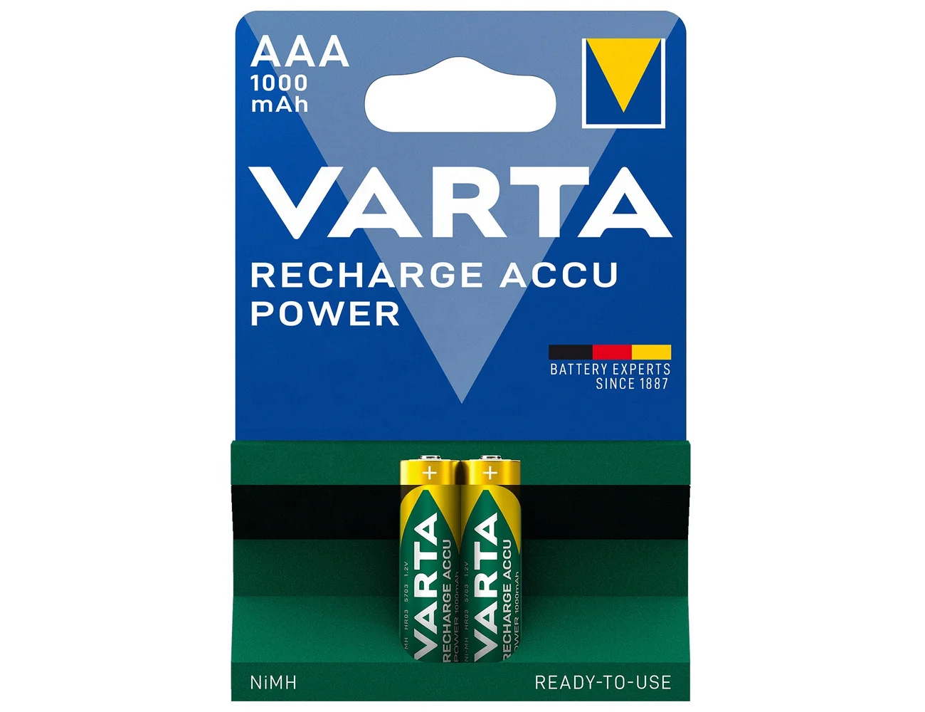 VARTA Battery NiMH 5703 RECHARGEABLE AAA Micro Accu 1000 MAh BL2 4008496538621