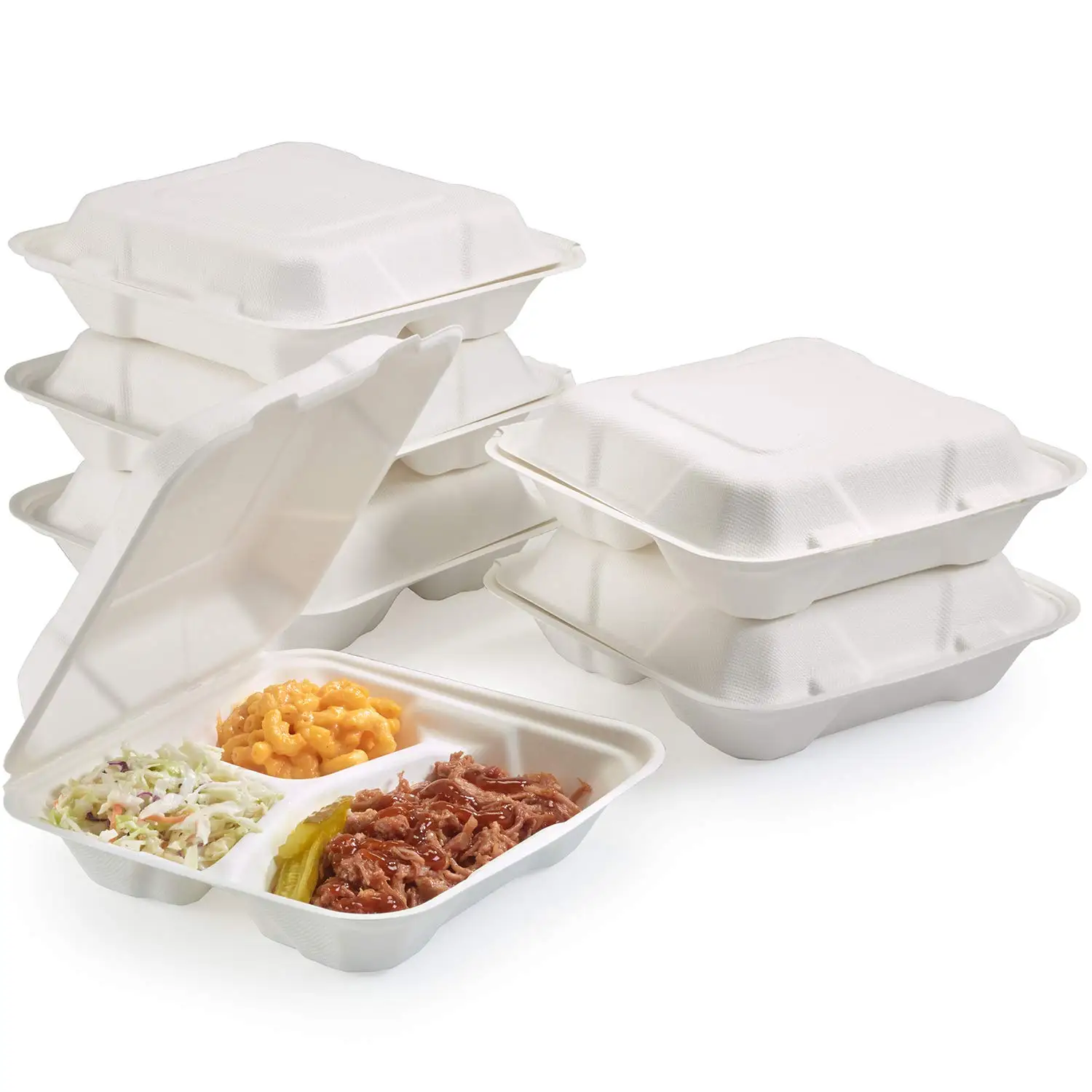 Biodegradable Takeaway Food Box Disposable Bagasse Lunch Box Sugarcane Pulp Packaging for Food