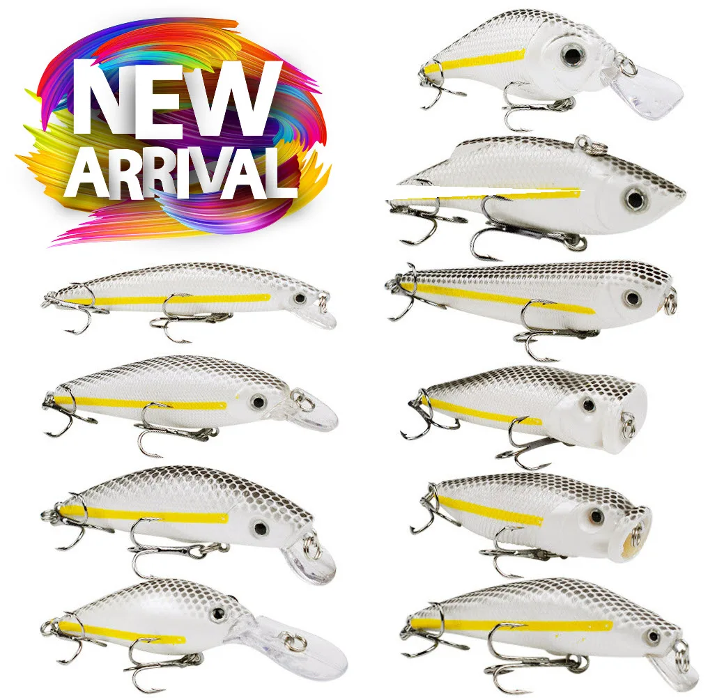 New Arrival Fishing Hard Lure 10 Style CrankBait JerkBait Minnow StickBait VIB Top Water Lure Stick Bait Pencil Popper
