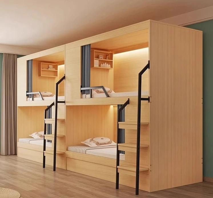 Hotel Bunk Bed Gaming Hotel All-inclusive Capsule Hotel Bed Apartment Furniture Set Student Dormitory Double Low Bed Customized