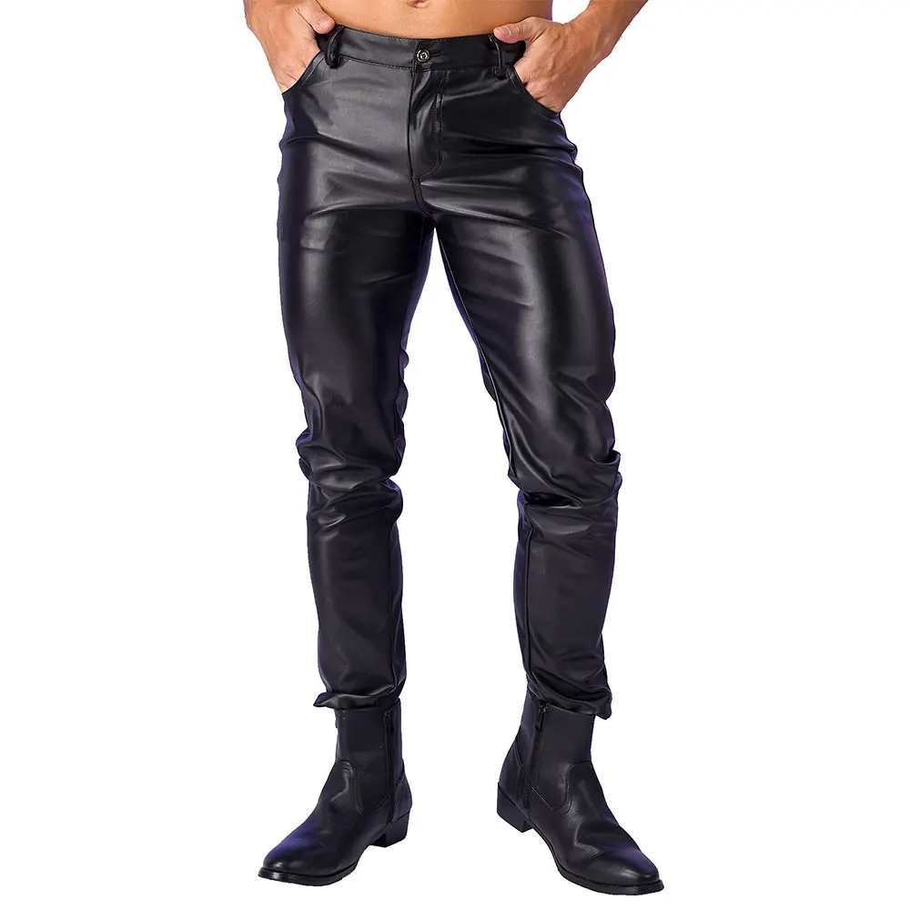 Online Selling Best Wear Men Leather Stacked Pants Lightweight Easy Fit New Selling Men Leather Stacked Pants